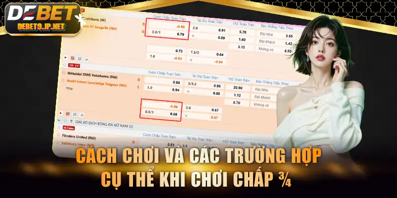 Cách chơi và các trường hợp cụ thể khi chơi chấp ¾ 
