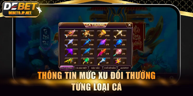 Hệ số đổi thưởng khi tiêu diệt cá thành công