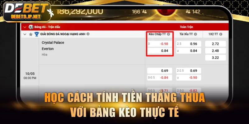 Học cách tính tiền thắng thua với bảng kèo thực tế
