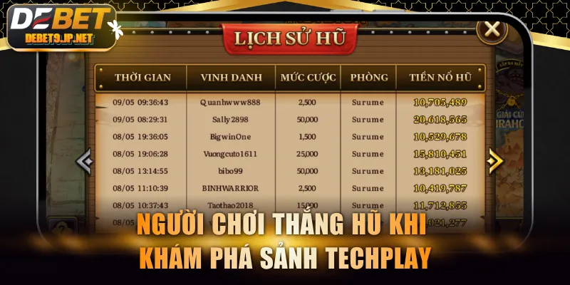 Người chơi thắng hũ khi khám phá sảnh Techplay