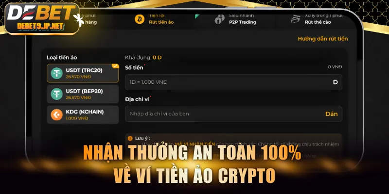 Nhận thưởng an toàn 100% về ví tiền ảo Crypto